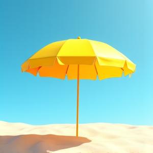 Vibrant sunny yellow beach umbrella