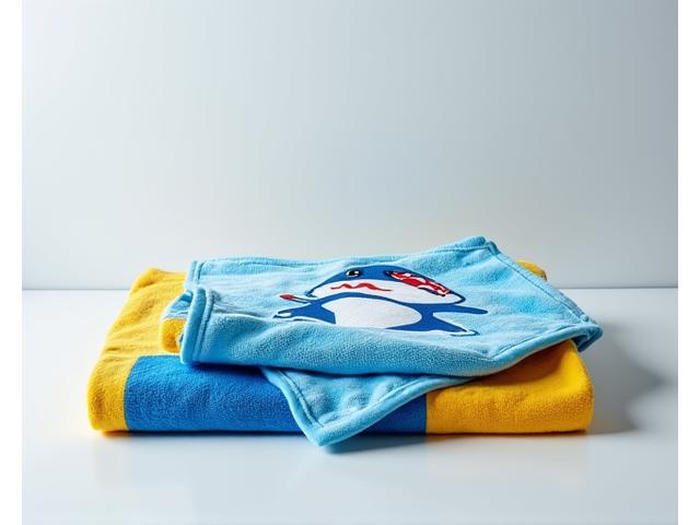Soft, quick-dry beach towel with a shark design for kids